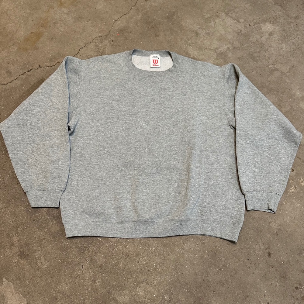 Vintage Wilson Sweatshirt Mens XL Blank Gray Crewneck Fleece Pullover